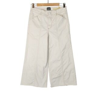 Maeve Anthropologie Delaney Crop Clean Seamed High-Rise Wide-Leg Jeans 29 Cream